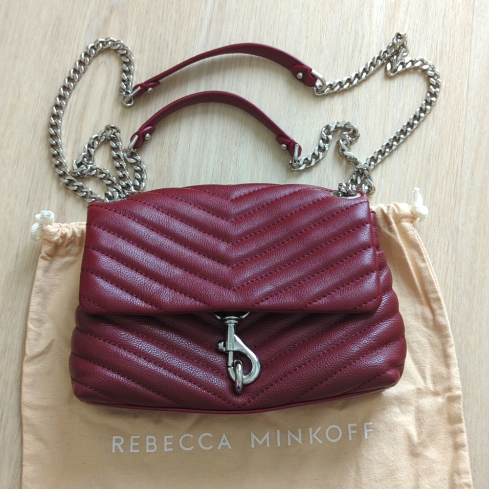 Rebecca Minkoff Leather Edie Crossbody Burgundy